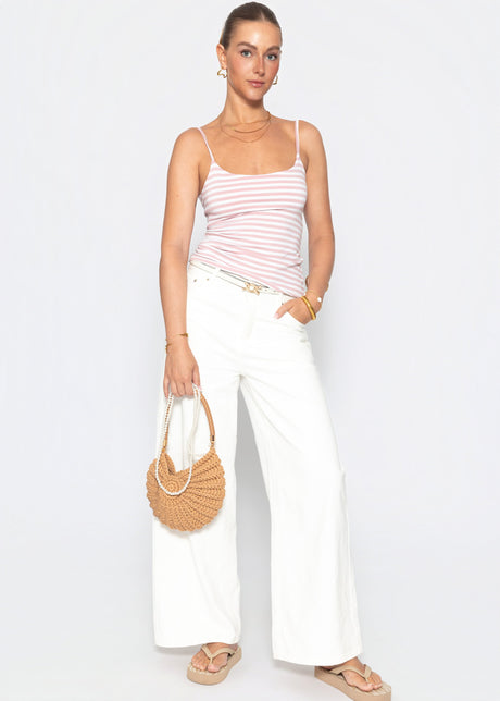 Striped spaghetti strap top - rose