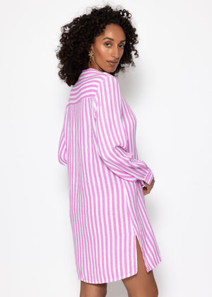 Gestreiftes Strandkleid - pink-weiß