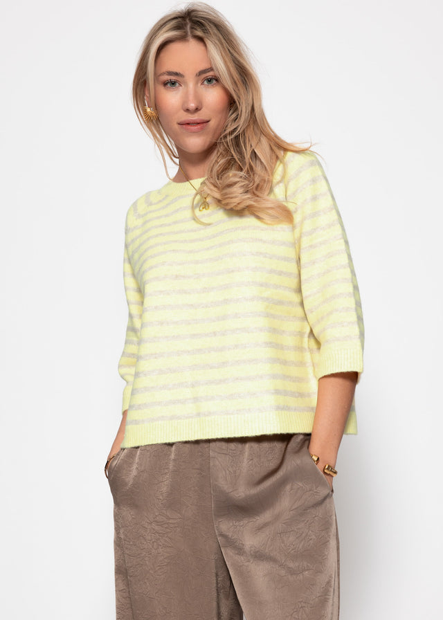 Gestreiftes Strickoberteil - gelb-taupe
