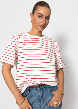 Gestreiftes T-Shirt - weiß
