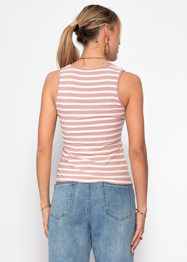 Striped tank top - dusty rose-off-white