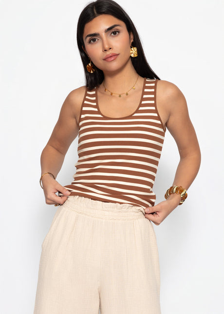 Striped tank top - brown-off-white by SASSYCLASSY