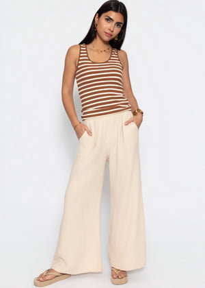 Gestreiftes Tank Top - braun-offwhite