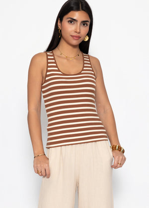 Gestreiftes Tank Top - braun-offwhite