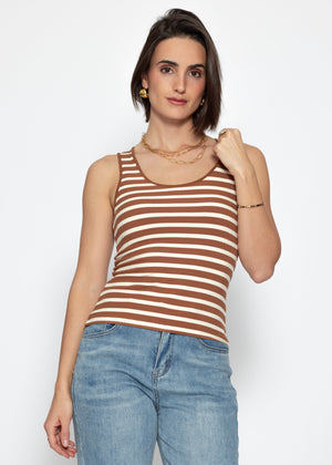 Gestreiftes Tank Top - braun-offwhite