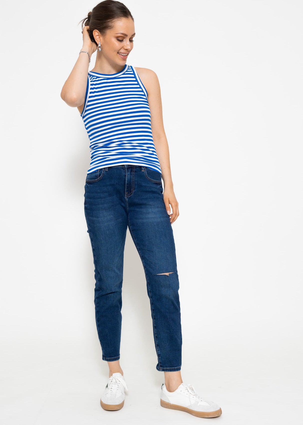 Gestreiftes Top, blau/weiß
