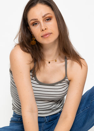Gestreiftes Träger Top, khaki