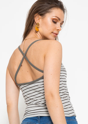 Gestreiftes Träger Top, khaki