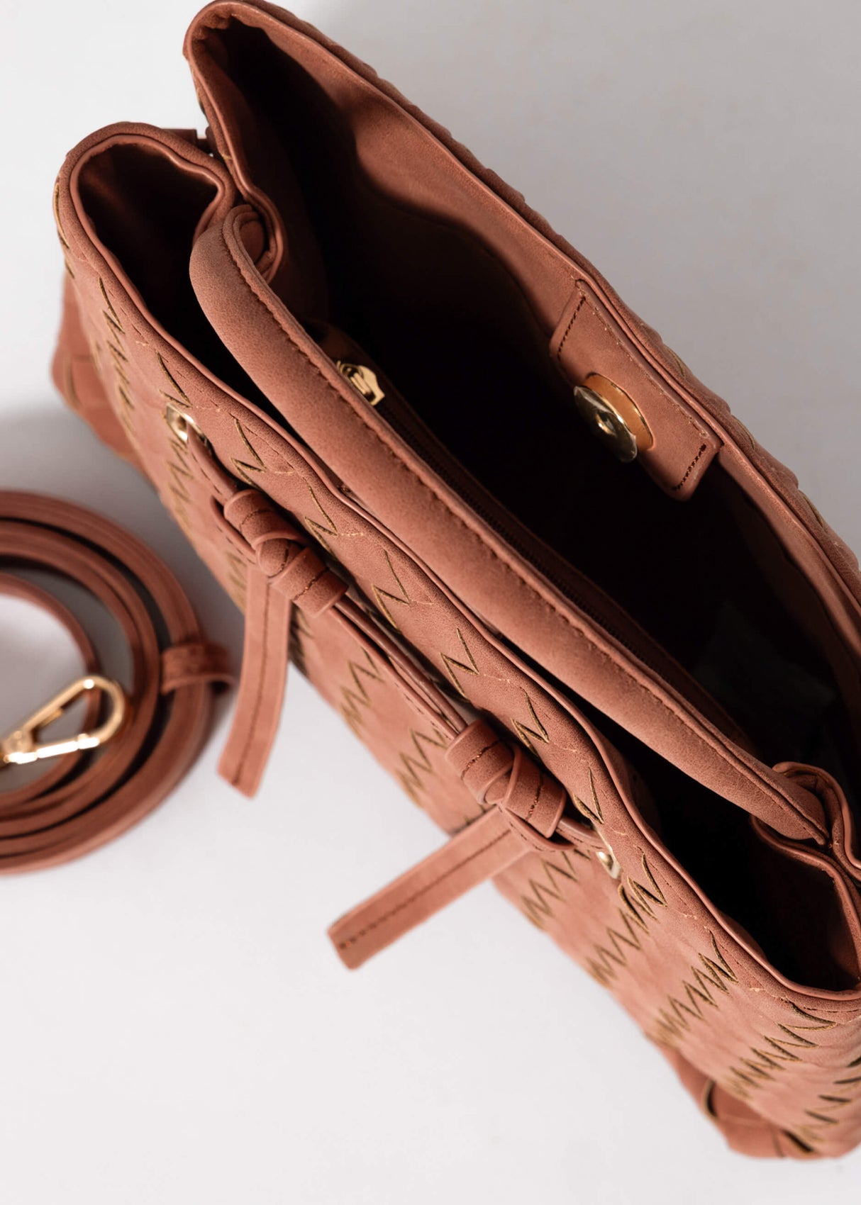 Gewebte Handtasche - hellbraun