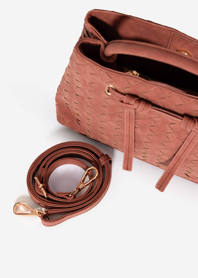 Woven handbag - light brown