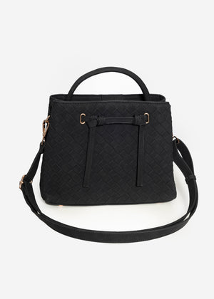 Gewebte Handtasche - schwarz