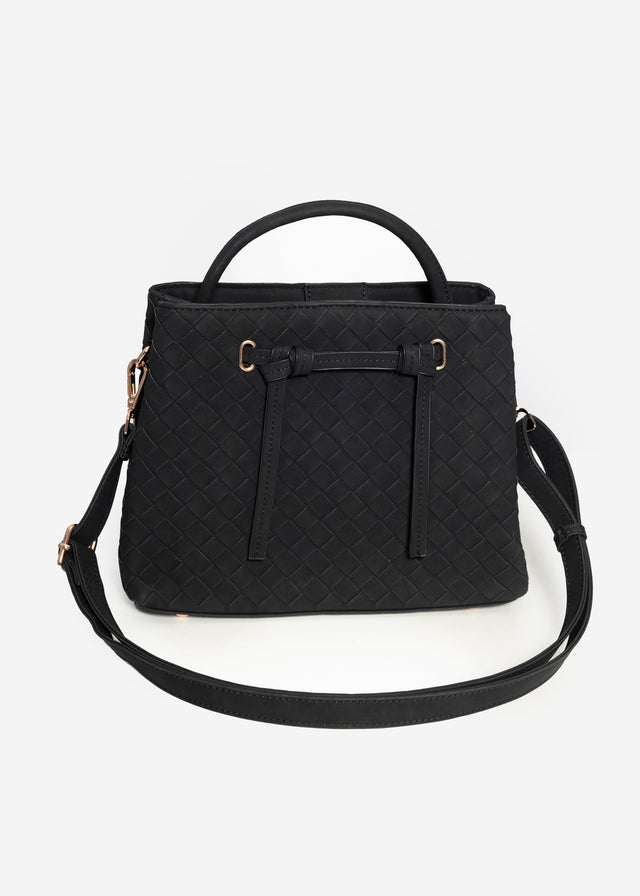 Gewebte Handtasche - schwarz