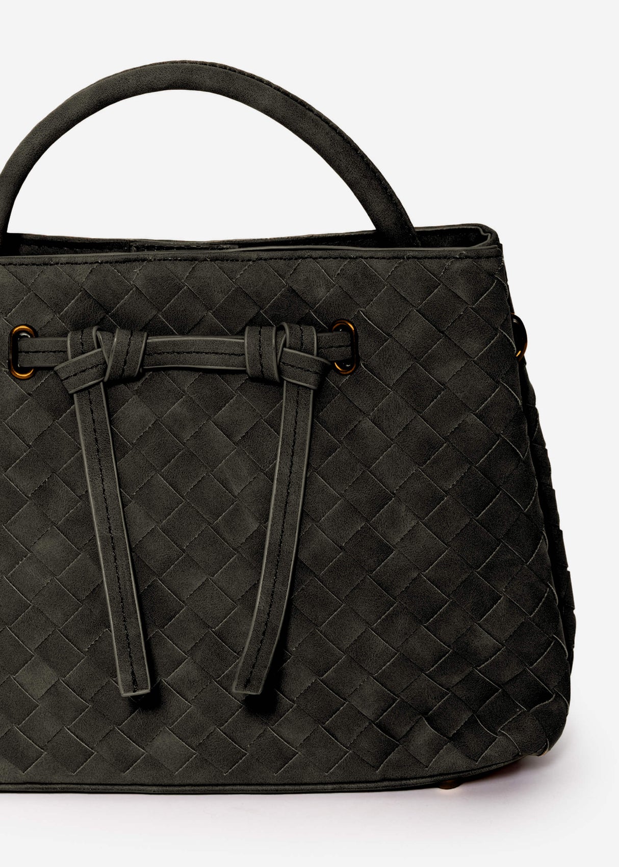 Gewebte Handtasche - schwarz