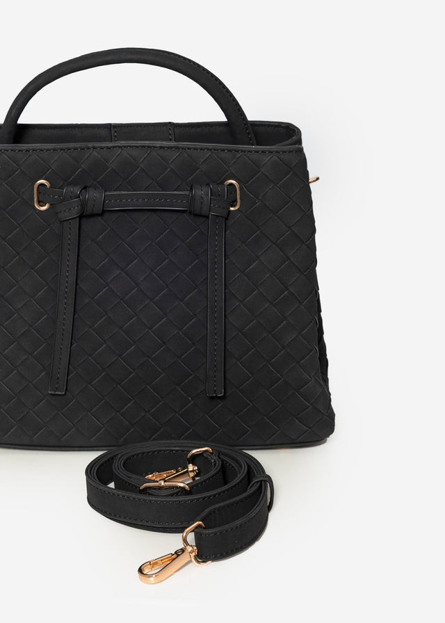Gewebte Handtasche - schwarz