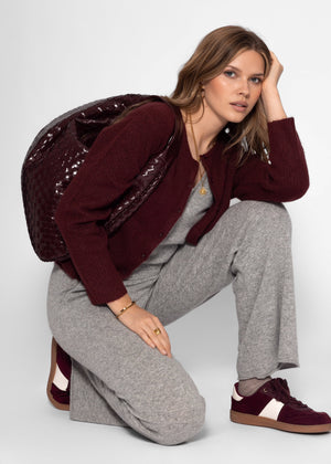 Woven shoulder bag - burgundy