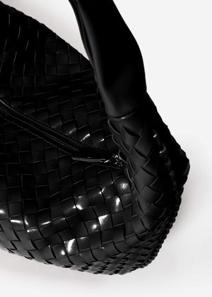 Gewebte Umhängetasche - schwarz