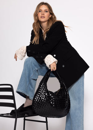 Gewebte Umhängetasche - schwarz