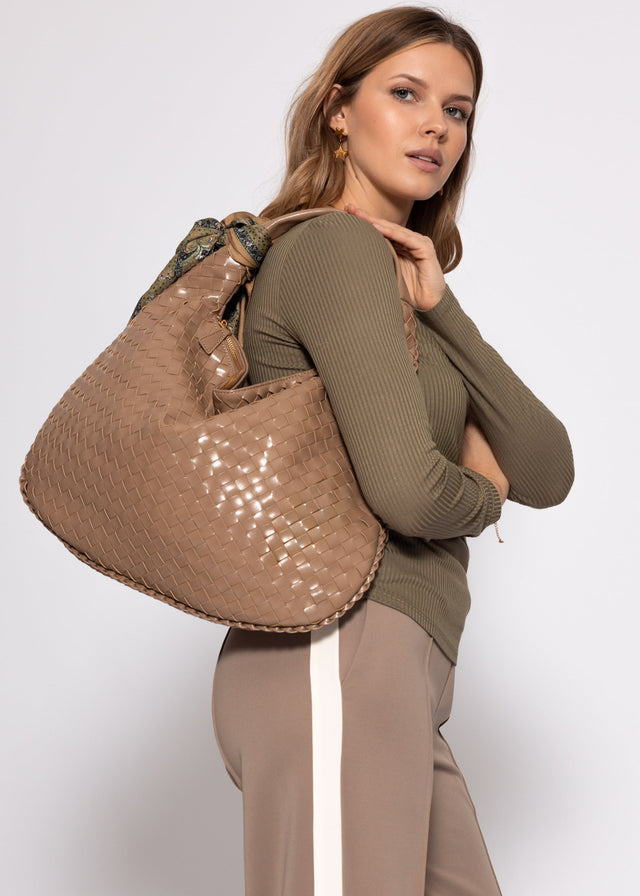Woven cross-body bag - taupe