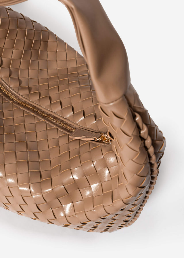 Woven cross-body bag - taupe