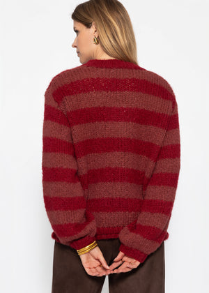 Grobstrickpullover - mauve-rot