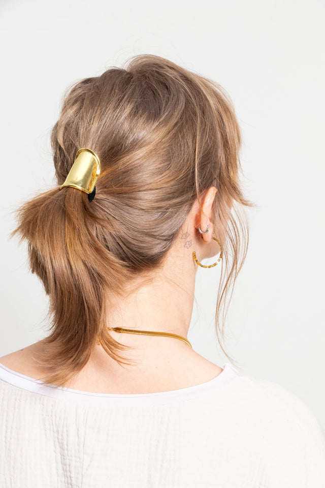 Hair tie with oval design - gold