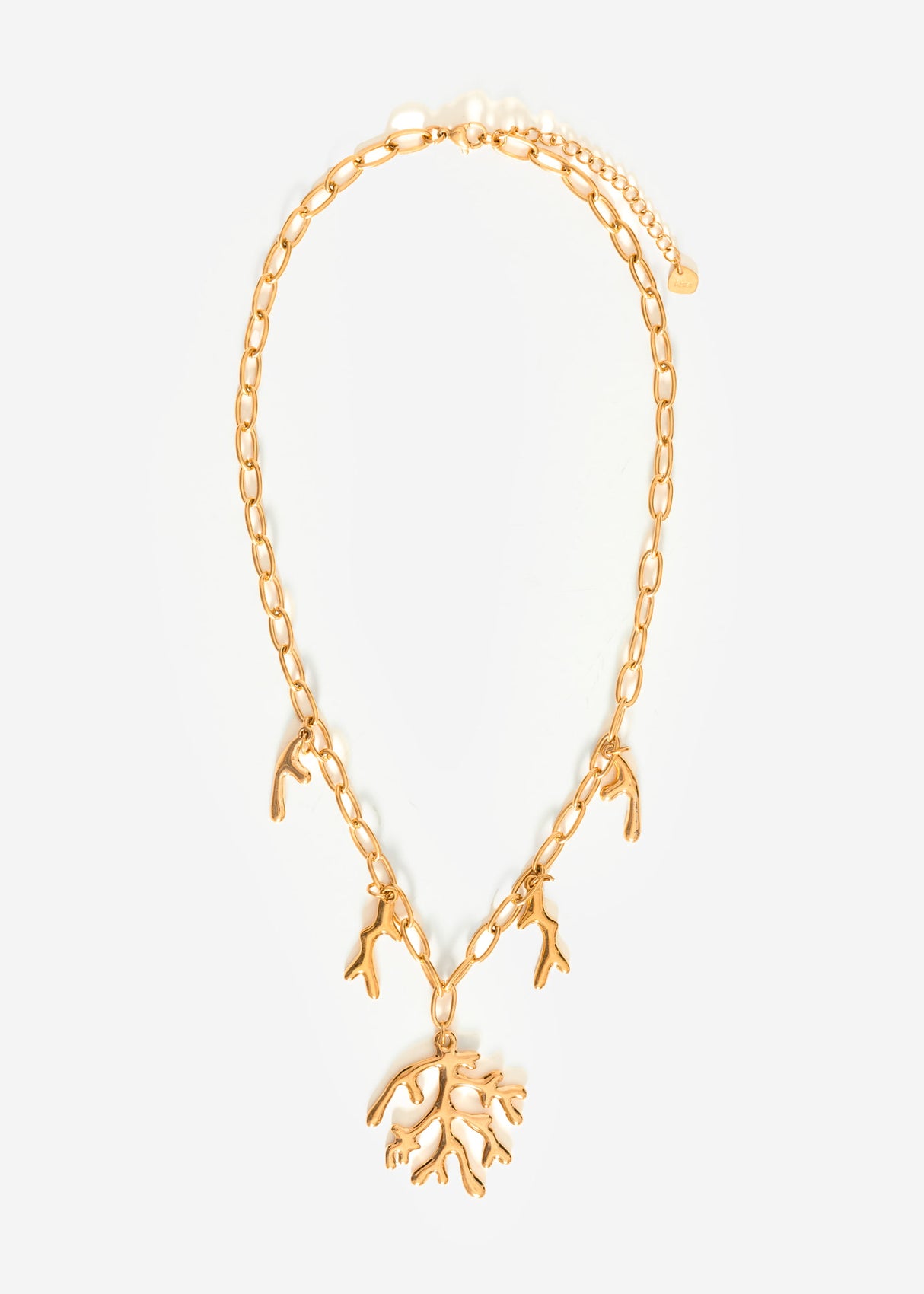 Halskette mit Korallen-Charms - gold