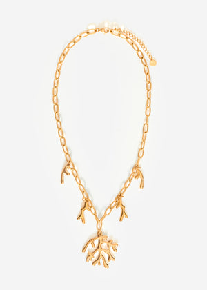 Halskette mit Korallen-Charms - gold