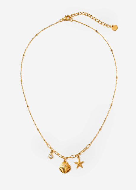 Halskette mit maritimen Anhängern und Glitzerstein - gold von SASSYCLASSY