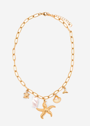 Halskette mit maritimen Charms - gold