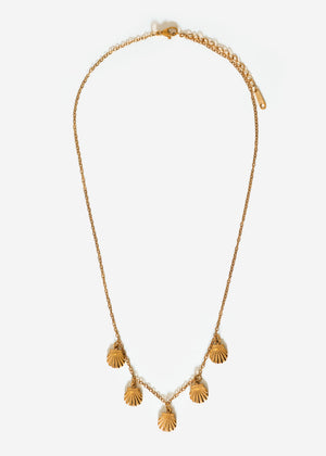 Halskette mit Muschelplättchen - gold