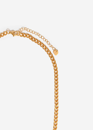 Half chain with black/gray flower - gold