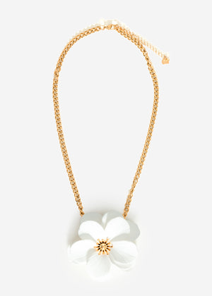 Halskette mit weißer Blüte - gold