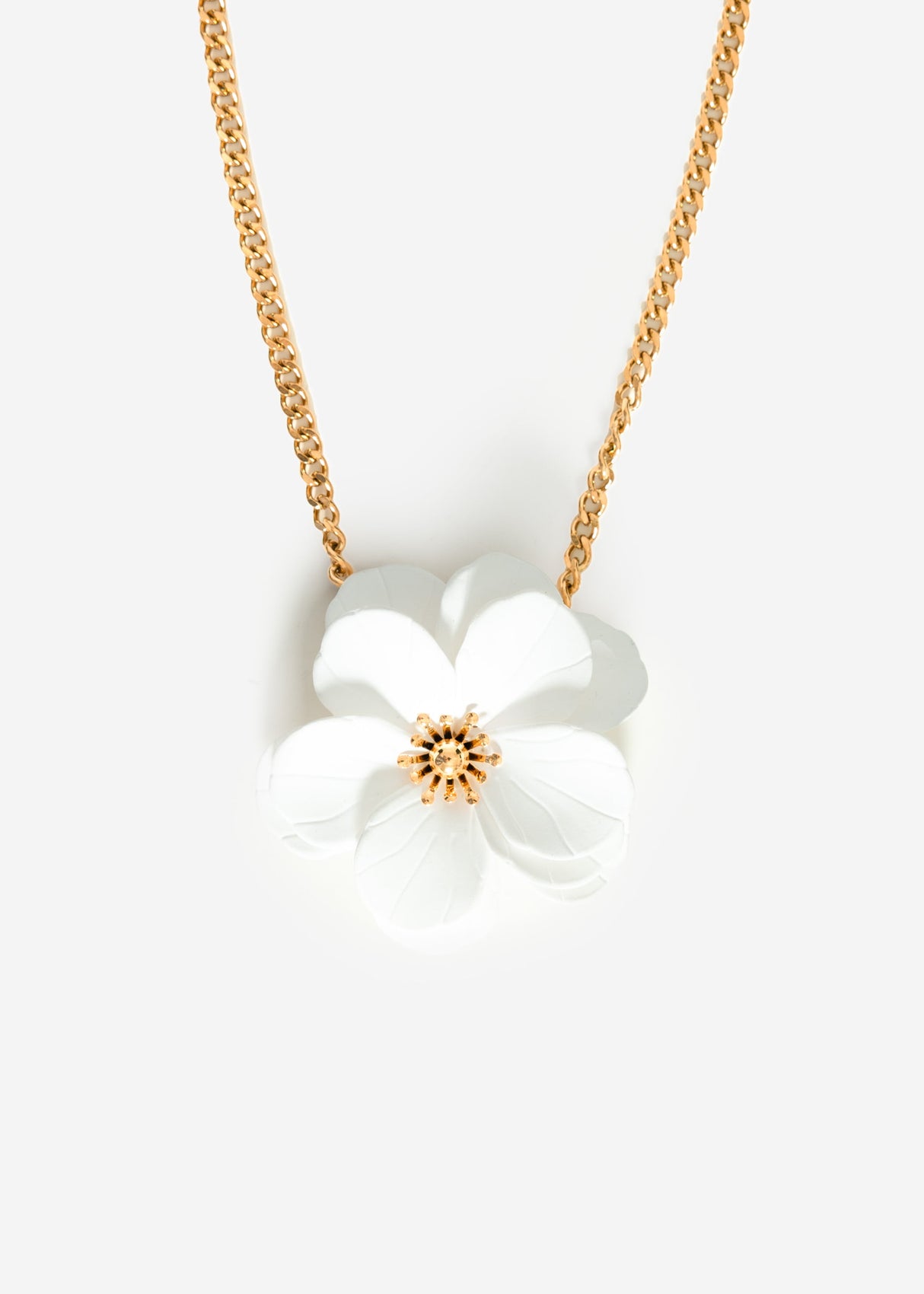 Halskette mit weißer Blüte - gold