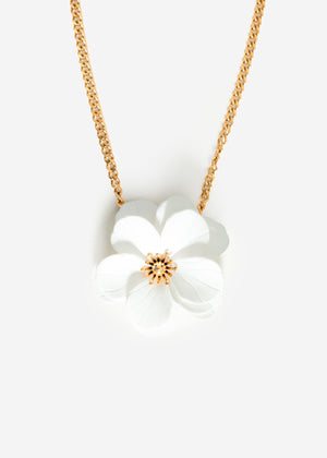 Halskette mit weißer Blüte - gold