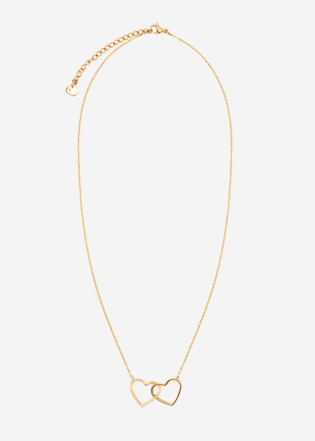 Necklace with two hearts - gold