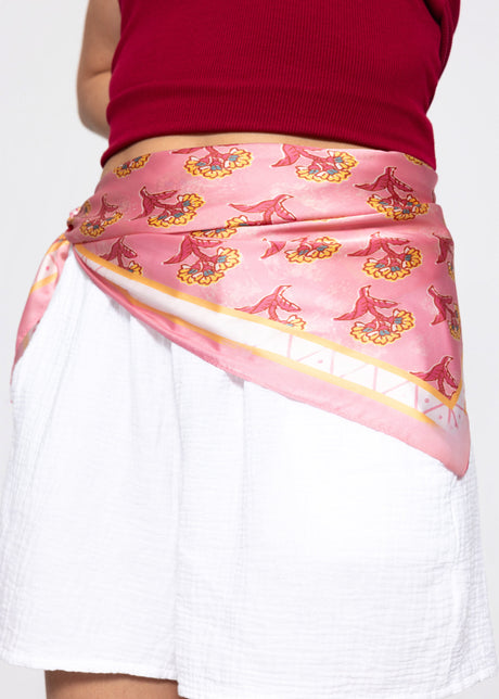 Neckerchief with floral print - rose