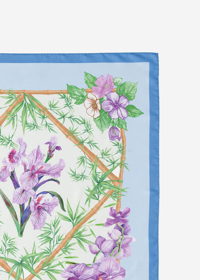 Neckerchief with floral print - blue