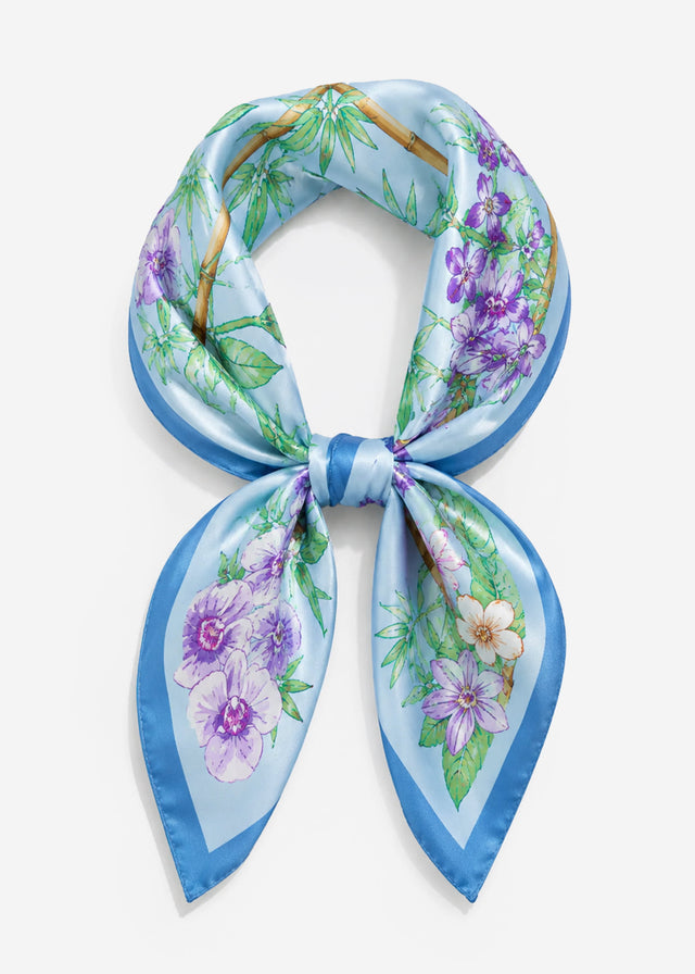 Neckerchief with floral print - blue