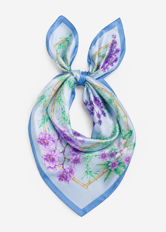 Neckerchief with floral print - blue