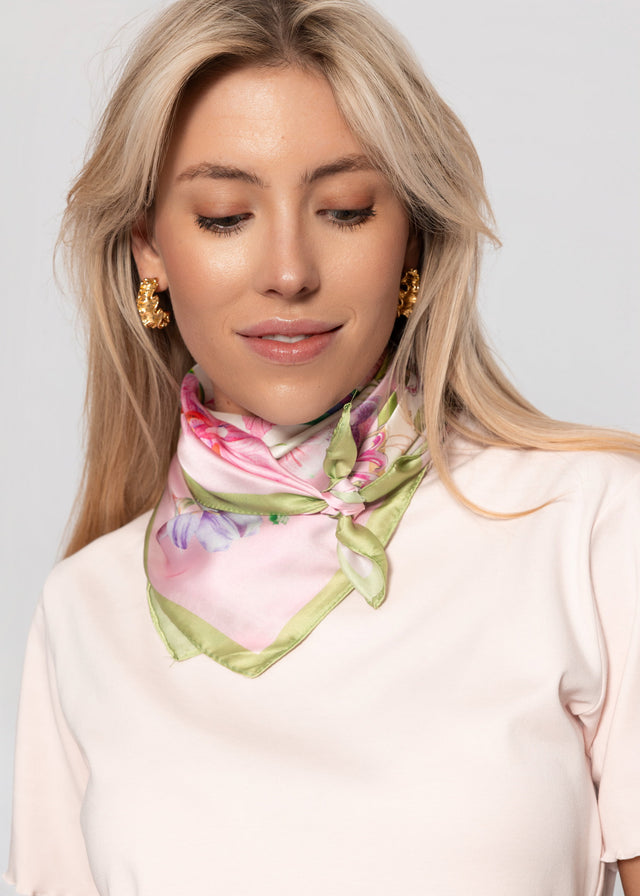 Neckerchief with floral print - rose