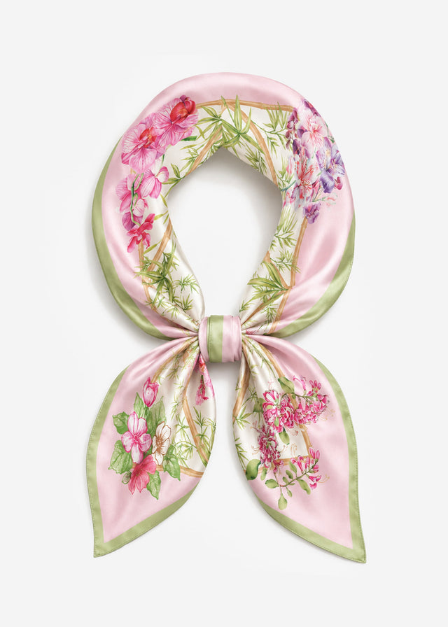 Neckerchief with floral print - rose