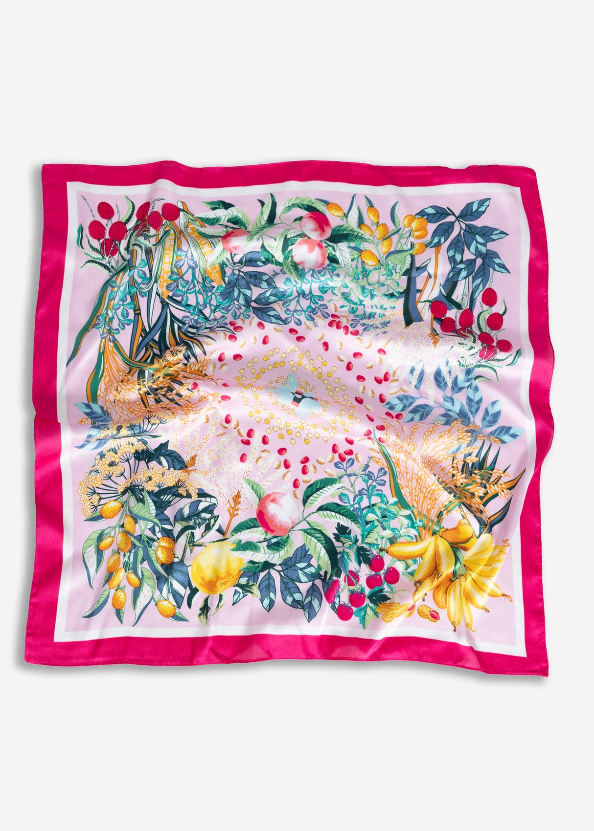 Scarf with flowers and fruit - pink