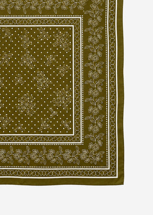 Halstuch mit Blumenbordüre - khaki