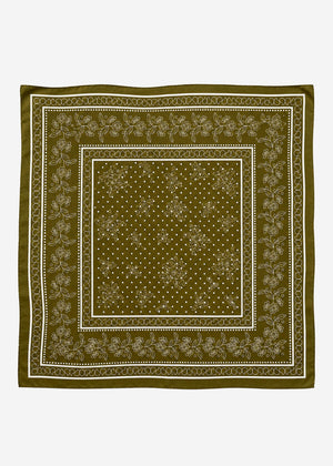 Halstuch mit Blumenbordüre - khaki
