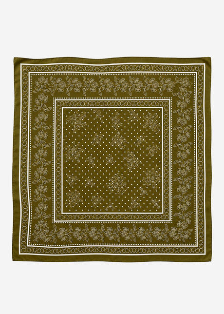 Halstuch mit Blumenbordüre - khaki by SASSYCLASSY