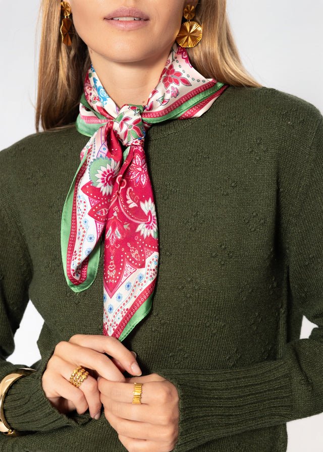 Neckerchief with floral paisley pattern - rose