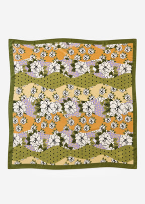 Halstuch mit floralem Patchwork-Design - khaki