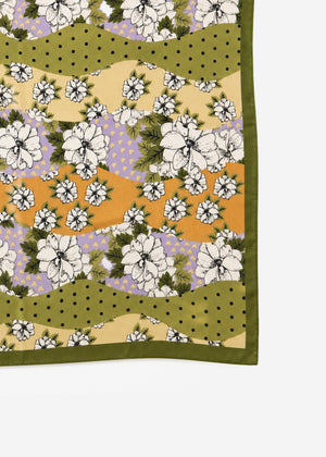 Halstuch mit floralem Patchwork-Design - khaki