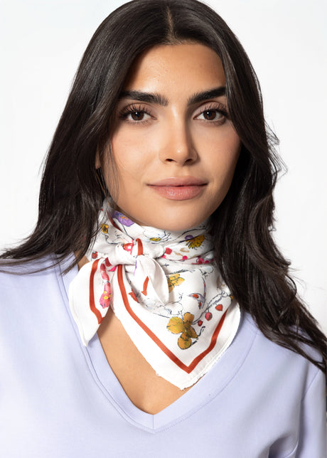 Neckerchief with floral print - white