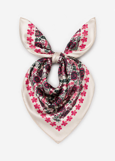 Neckerchief with floral pattern - pink